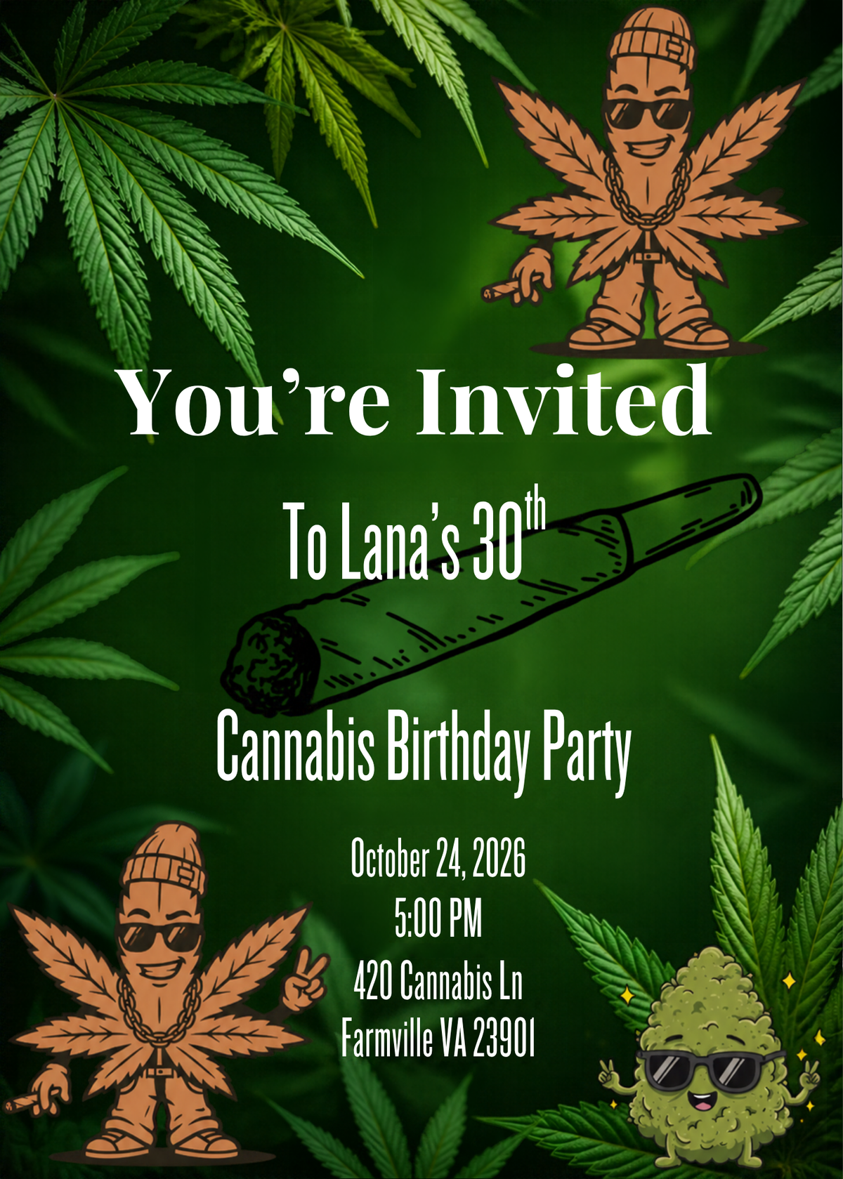 Cannabis Invitation | Editable Canva Template